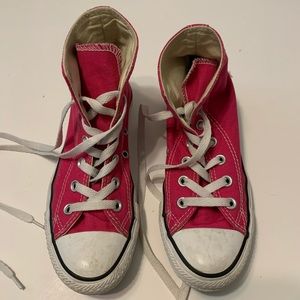 pink high-top converse